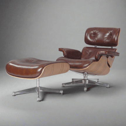 Premium Replica Eames Lounge Chair and Ottoman – Waxy Chocolate Polished Leather with Walnut Wood