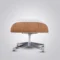Rear view of the ash wood ottoman for an Eames chair lounge chair showing the swivel chrome base.