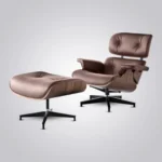 Classic Eames Lounge Chair & Ottoman – Chocolate Brown Leather, Walnut Wood & Black Base