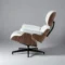 Classic Eames Lounge Chair & Ottoman – White Leather, Walnut Wood & Black Base - Image 3