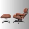 Classic Eames Lounge Chair & Ottoman – Tan Brown Leather, Walnut Wood & Black Base - Image 2