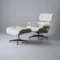 Classic Eames Lounge Chair & Ottoman – White Leather, Walnut Wood & Black Base