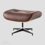 High-quality brown leather cushion detail of the Eames lounge chair repro showing premium tufting.