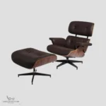 Charles Eames lounge chair replica with brown leather and normal base.