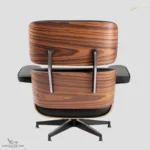 Side profile of the Charles Eames lounge chair and ottoman replica.