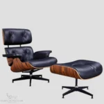 Eames Style Lounge Chair XL | Super Luxury Rosewood & Black Leather - Image 4