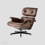 Macro shot of the natural brown aniline leather grain on an Eames lounge chair repro.