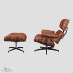 Side profile of a lounge chair charles eames showing the 15-degree ergonomic tilt.