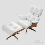 Eames Lounge Chair Replica XL Rosewood with Ivory White Leather - Front View