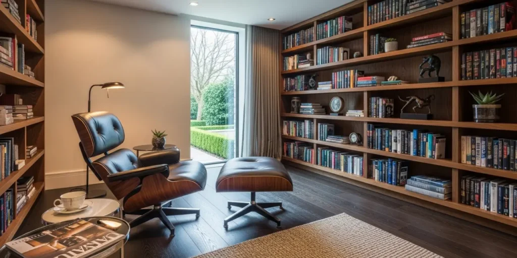 Identifying a high-quality eames lounge chair replica by its 5-star base and internal hardware.