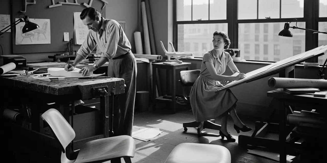 The iconic charles and ray eames lounge chair and ottoman in premium rosewood finish.